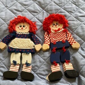 Raggedy Ann & Andy Wooden Doll Wall Hangings